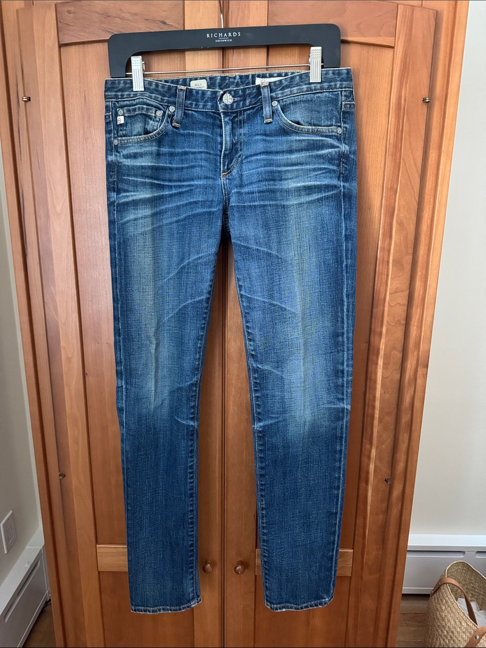 Ag Adriano Women's Stilt Cigarette Leg Jeans in Distressed Blue